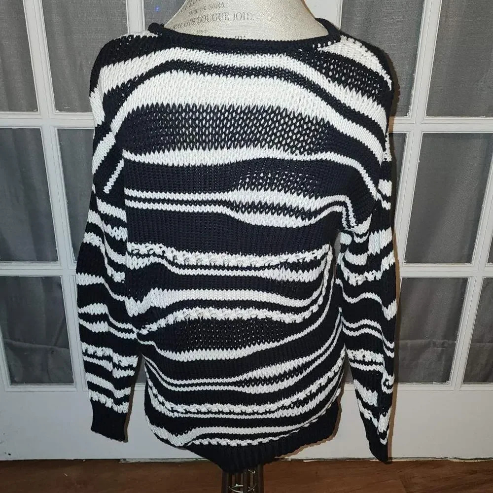 Derek Lam 10 Crosby Womens Black White Cashmere Blend Pullover Sweater Medium - Picture 2 of 5
